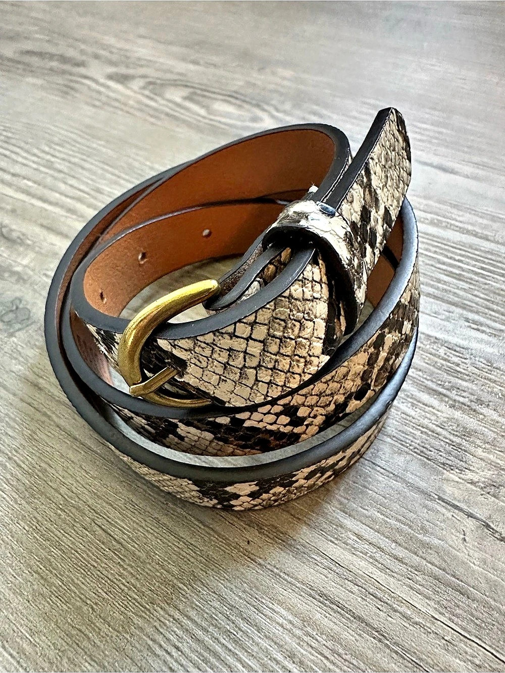 American Eagle Snake Print Leather Belt Size S/P